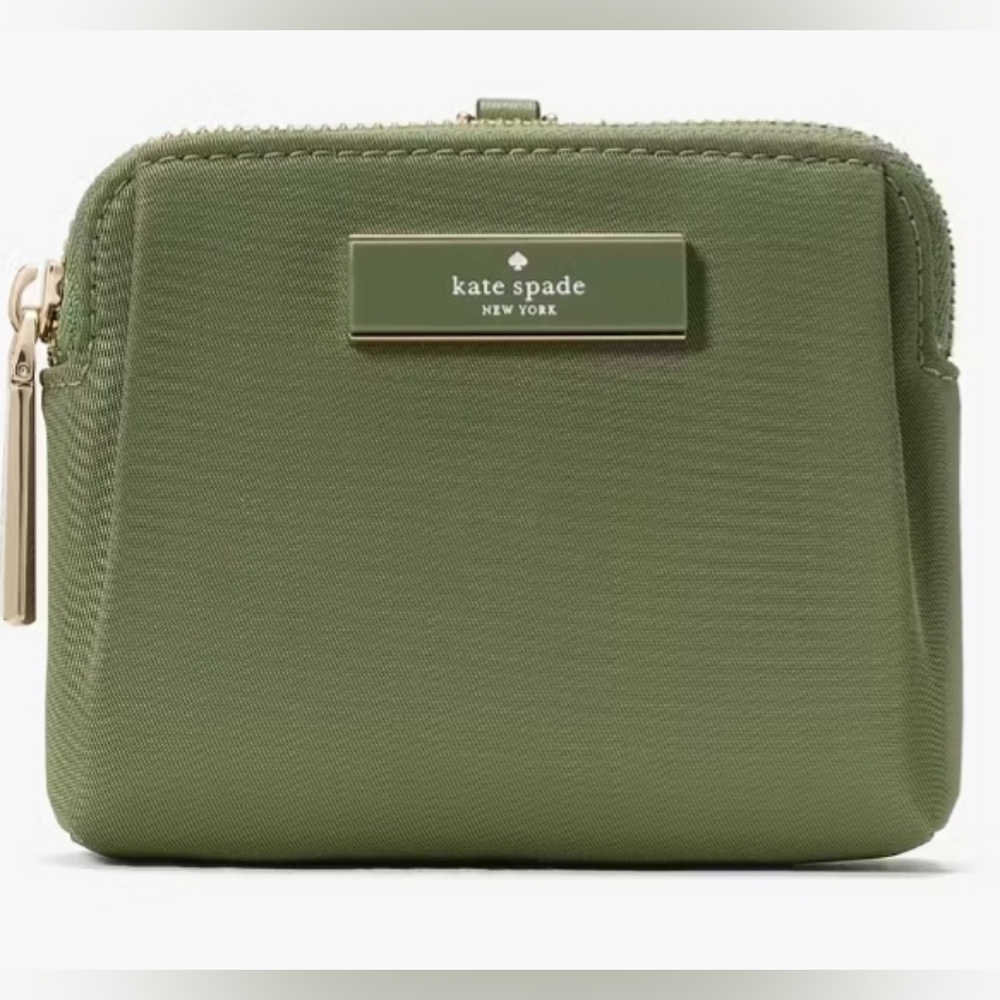 Kate Spade Carter Nylon Wallet Card & Lanyard Olive Green NWT